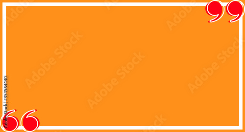 banner frame orange with red quotation symbol, quote box frame simple and cute, quote boxes for template design text info, speech bubble square frame and bracket red for copy space, commas frame