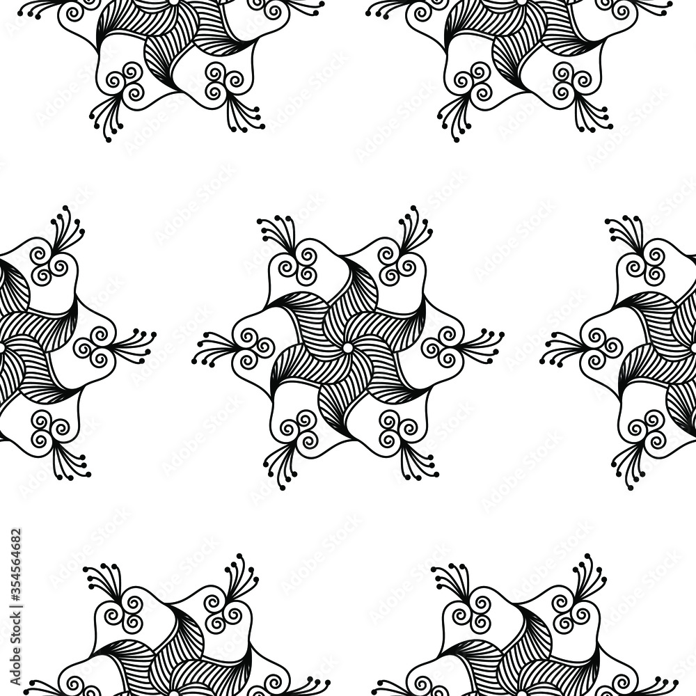 Naklejka premium Seamless pattern with birds and flowers