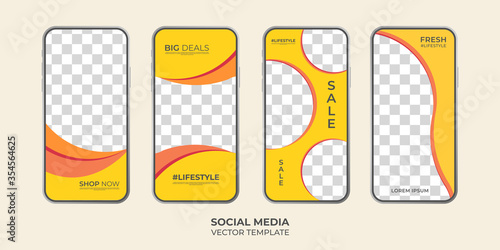 Yellow social media banner promotion template pack. eps 10  full vector image