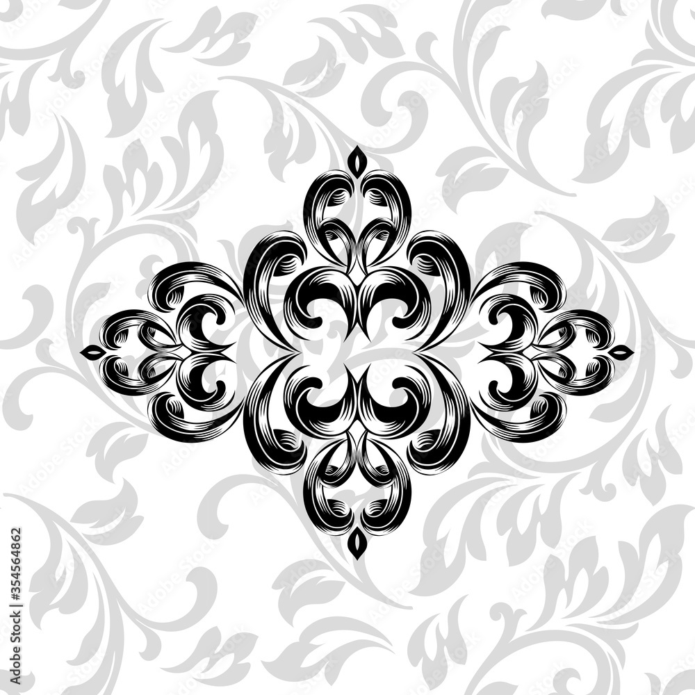 illustration VINTAGE. ornamental floral elements for tattoo, design, cards and prints. Abstract floral vector illustration.