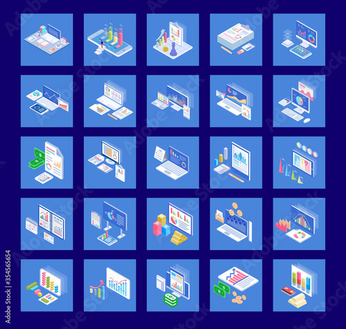 Business Charts Flat Icons Pack 