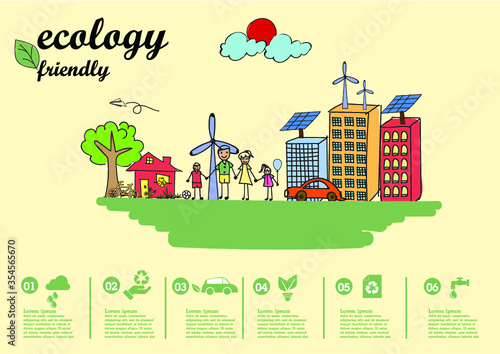 Environmentally friendly the world. Vector illustration of ecology