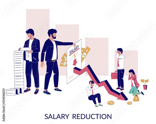 Salary reduction, vector concept for web banner, website page
