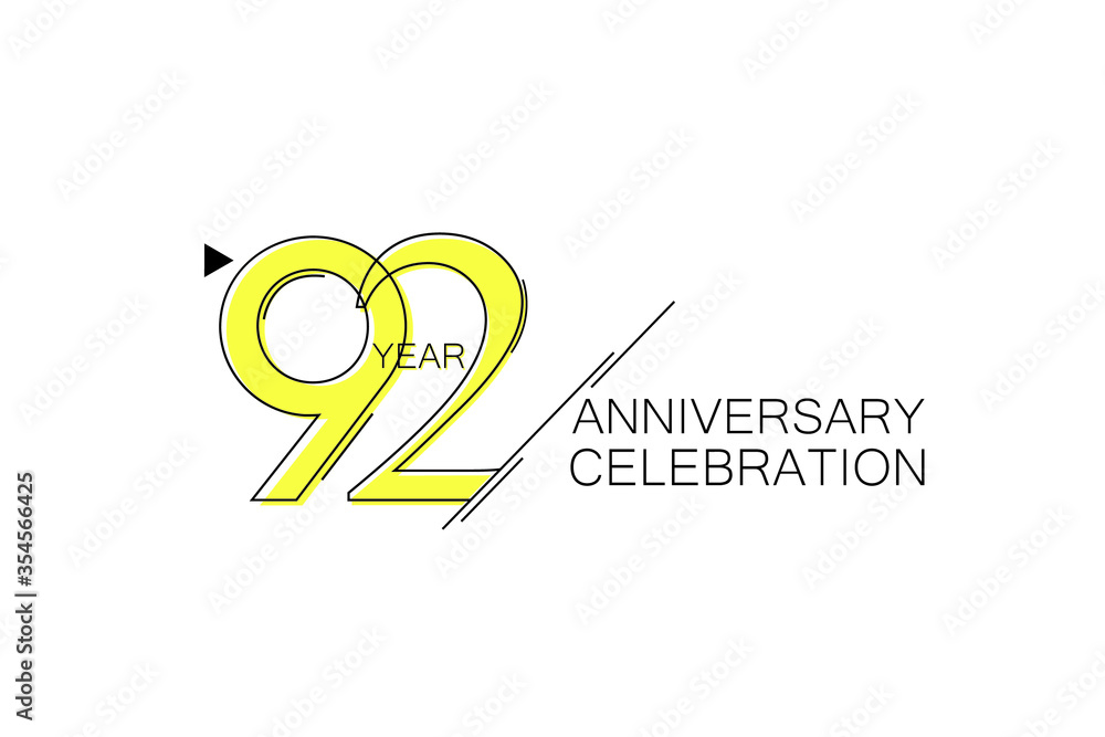 92 year Anniversary comical look, simple line art, Sleek and Clean Design - Vector 92 year Anniversary comical look, simple line art, Sleek and Clean Design - Vector