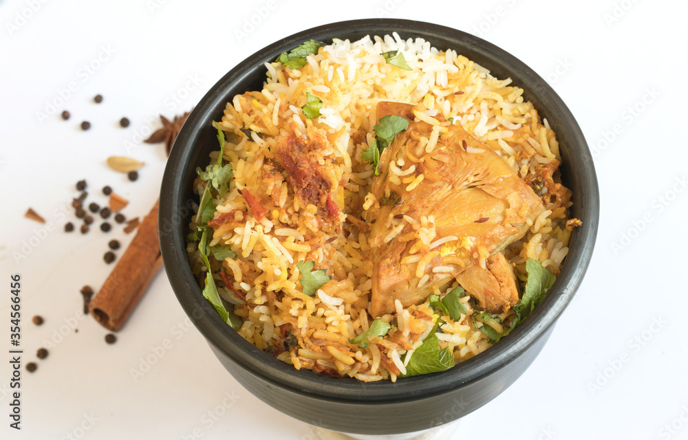 Jackfruit  Biryani Recipe in a bowl made from spices, rice and jackfruit