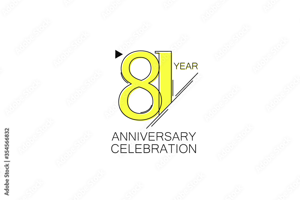 Obraz premium 81 year Anniversary comical look, simple line art, Sleek and Clean Design - Vector