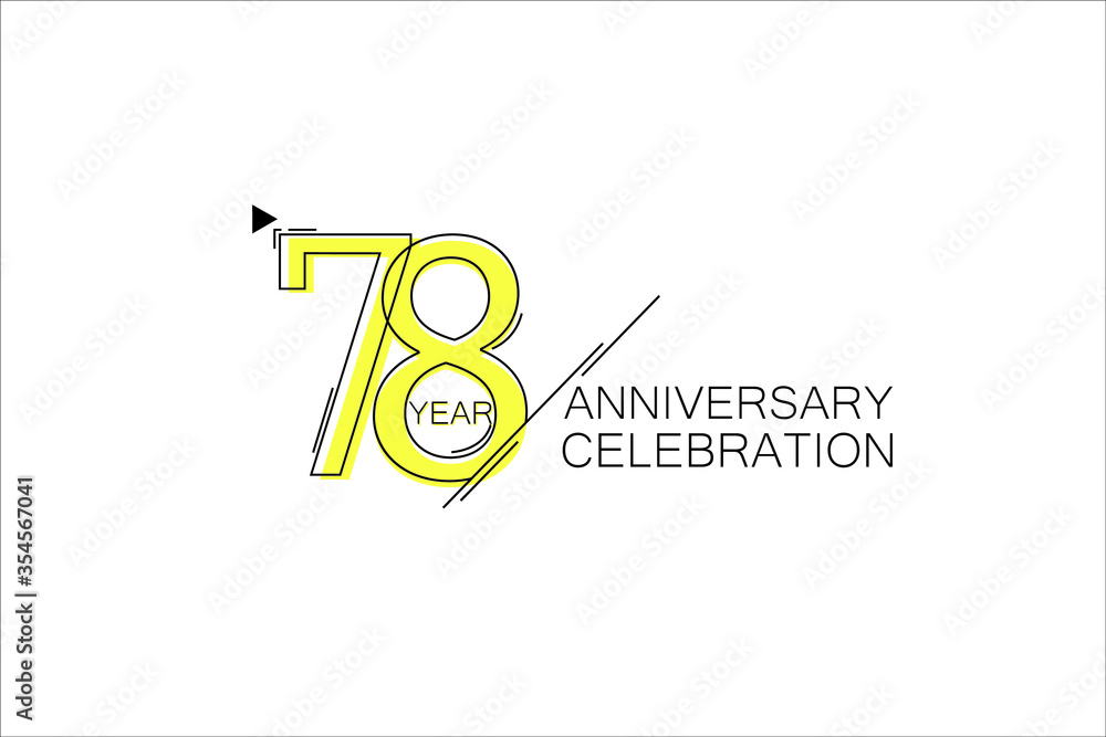 78 year Anniversary comical look, simple line art, Sleek and Clean Design - Vector 78 year Anniversary comical look, simple line art, Sleek and Clean Design - Vector