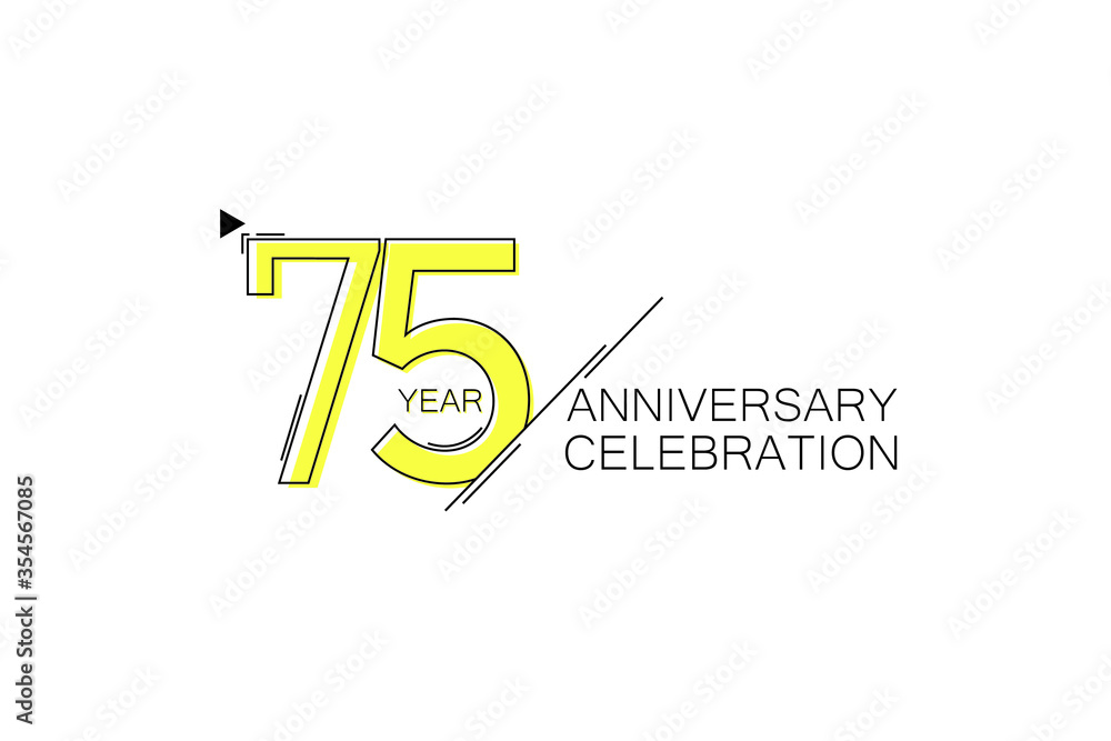 75 year Anniversary comical look, simple line art, Sleek and Clean Design - Vector