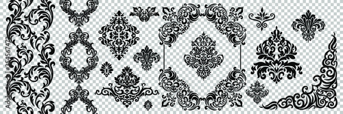 Vector illustration VINTAGE. ornamental floral elements for tattoo, design, cards and prints. Abstract floral vector illustration.