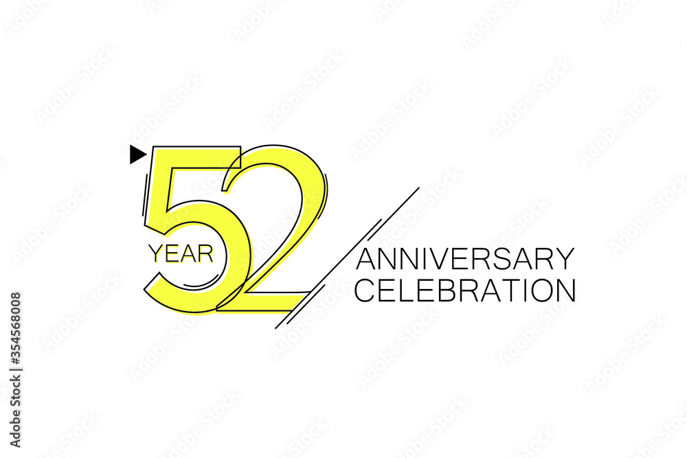 52 year Anniversary comical look, simple line art, Sleek and Clean Design - Vector 52 year Anniversary comical look, simple line art, Sleek and Clean Design - Vector