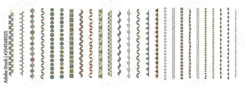 Doodle dividers, brush lines and borders set. Rustic decorative design elements and patterns