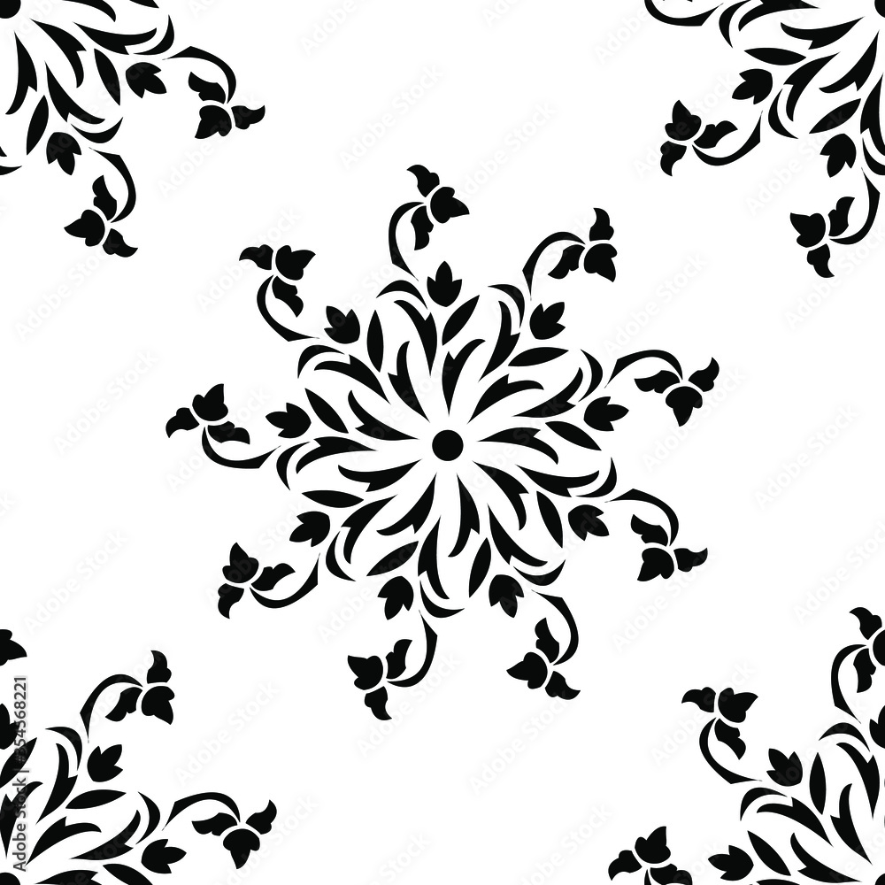 Beautiful Indian Traditional and Cultural Rangoli mandala design concept of floral art isolated on white background is in Seamless pattern