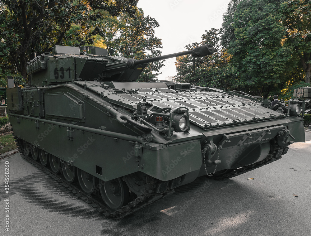 View of ASCOD armoured fighting vehicle(Pizarro). Display of military vehicles. Spanish Armed Forces Day. View of ASCOD armoured fighting vehicle(Pizarro). Display of military vehicles. Spanish Armed Forces Day.