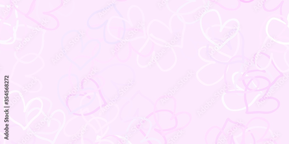 Light Purple vector background with hearts.