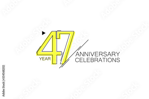 Free Download 47 year Anniversary comical look, simple line art, Sleek and Clean Design - Vector - GFXLoad