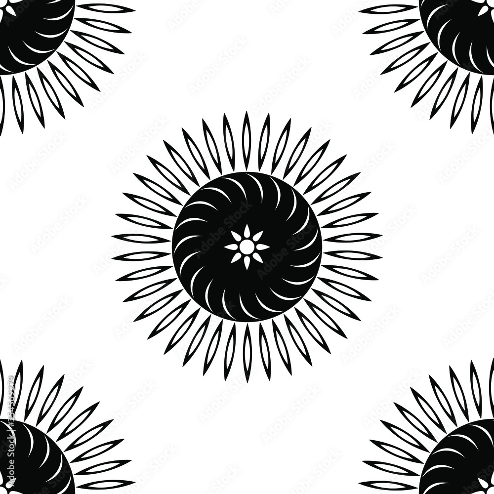 Fototapeta premium black and white circular mandala design isolated on white background is in Seamless pattern