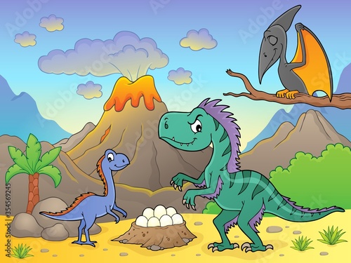 Dinosaurs near volcano image 2