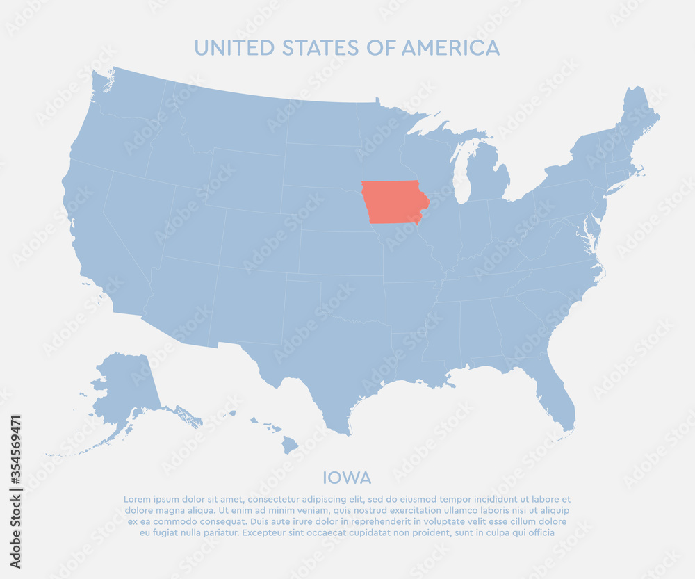 United states of America, state Iowa USA map