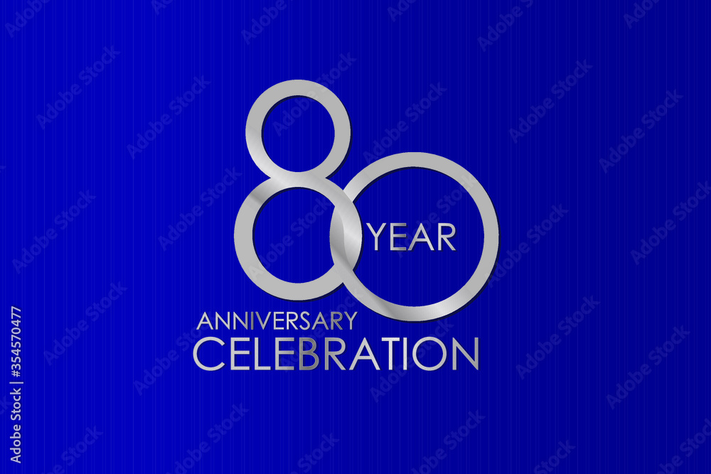80 Year Anniversary Silver Color on Blue Background, for printed, banner, card, anniversary, greeting card, invitation card - Vector 80 Year Anniversary Silver Color on Blue Background, for printed, banner, card, anniversary, greeting card, invitation card - Vector