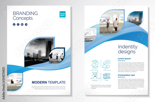 Tableau sur toile Template vector design for Brochure, AnnualReport, Magazine, Poster, Corporate Presentation, Portfolio, Flyer, infographic, layout modern with blue color size A4, Front and back, Easy to use and edit