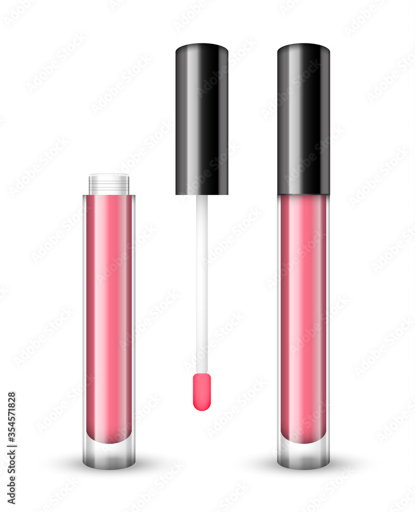 Vector realistic open and closed lip gloss isolated on white background Vector realistic open and closed lip gloss isolated on white background