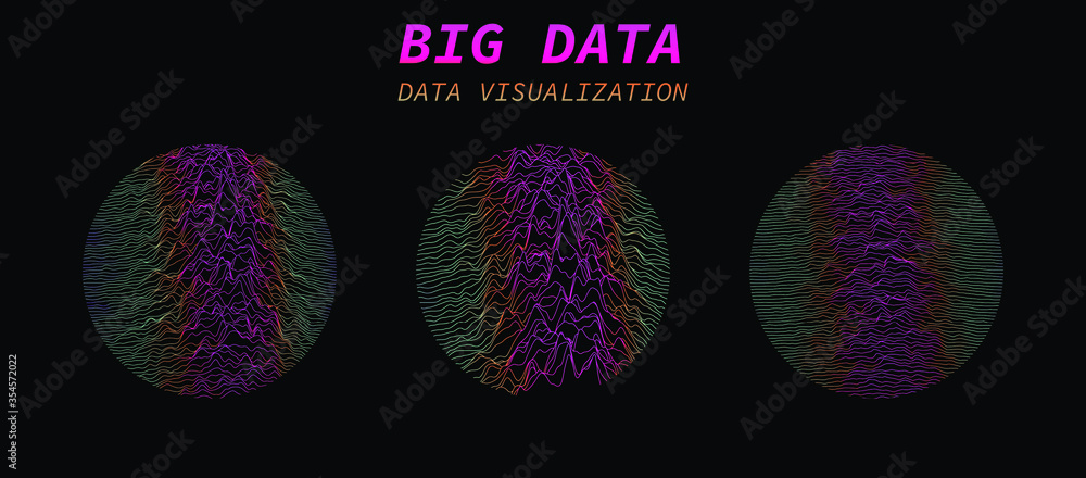 Big data visualization. Generative parametric art, set of graphs and ...