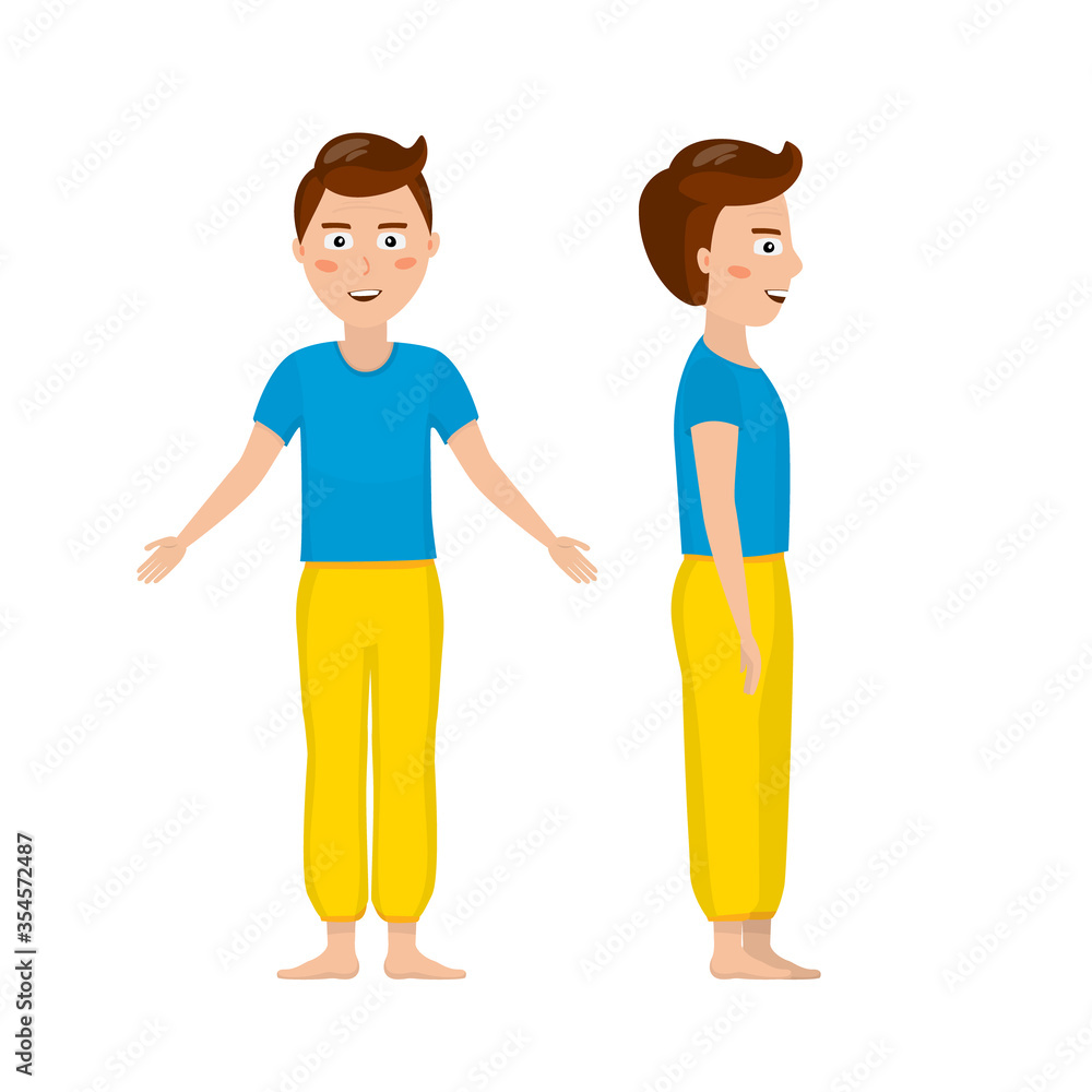 Man cartoon character. Healthy and fitness. Body template for design work and animation. Vector illustration isolated on white Man cartoon character. Healthy and fitness. Body template for design work and animation. Vector illustration isolated on white