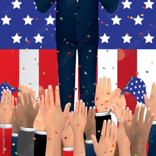 People cheering for an election candidate