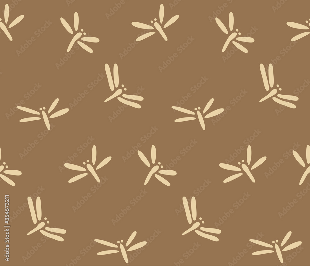 Obraz premium Japanese Dragonfly Vector Seamless Pattern
