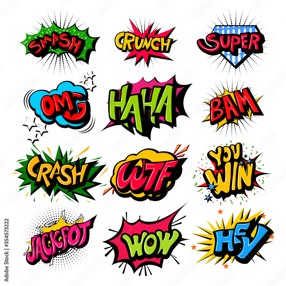 vector illustration of retro pop art comic style chat or speech bubble sound effect and expression vector illustration of retro pop art comic style chat or speech bubble sound effect and expression