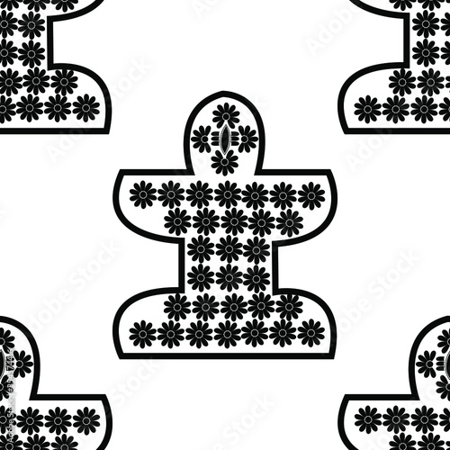 Indian god shiva statue fill with flowers is in Seamless pattern for textile and others