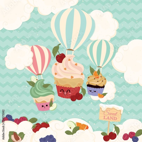 Cupcakes with hot air balloons