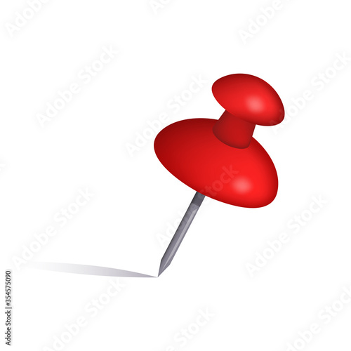 Steel pushpin illustration. Red, needle, steel. Office stationery concept. illustration can be used for topics like creativity, office job, stationery
