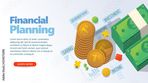 financial planning custom web template or presentation vector illustration