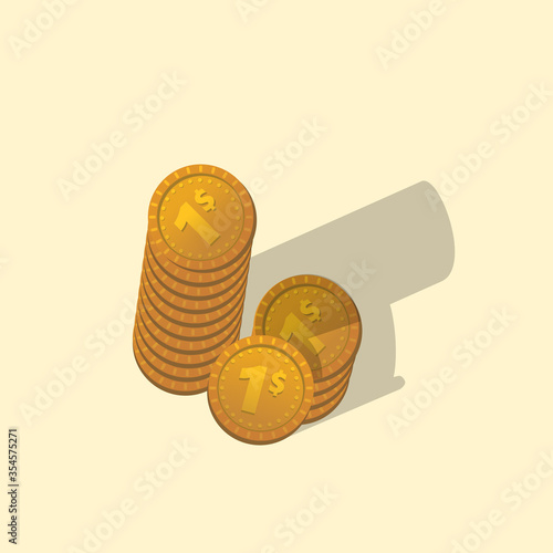 stack coin penny money perspective view vector illustration 