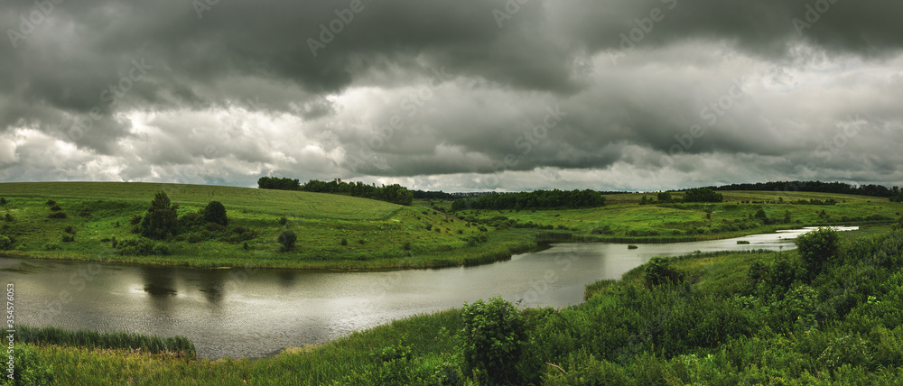 landscape with river and clouds landscape with river and clouds
