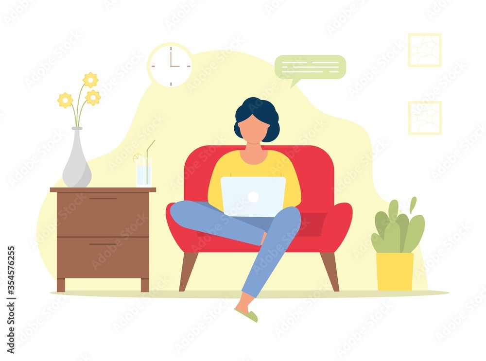Freelance character working at home Freelance character working at home