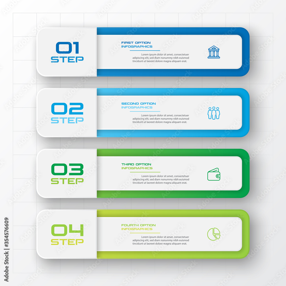 Business infographics template 4 steps rectangle,Vector illustration. Business infographics template 4 steps rectangle,Vector illustration.