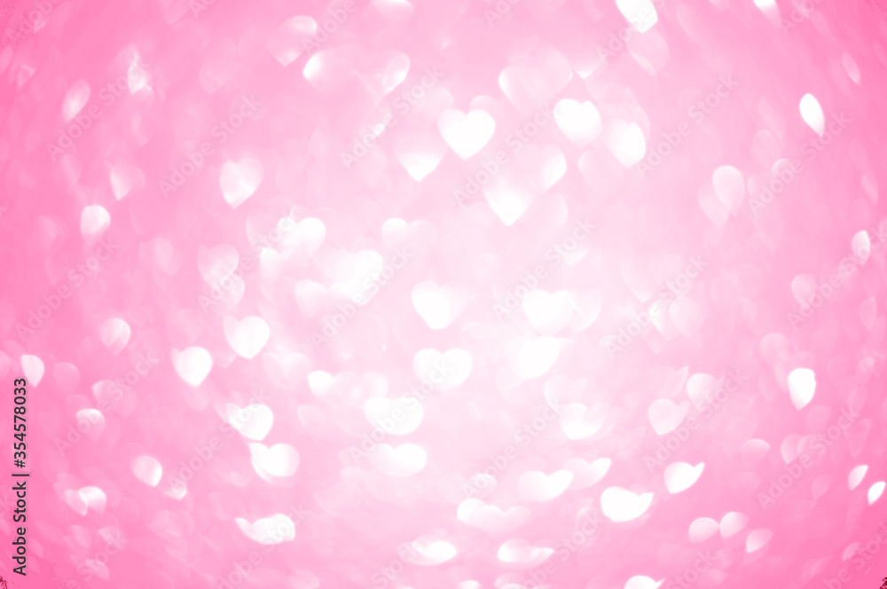pink heart bokeh defocused abstract background