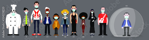 Gente con la mascherina chirurgica + uomo in bolla 2