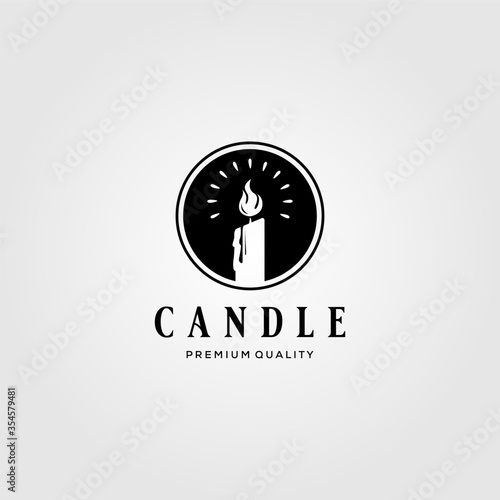 Candle Light vintage Flame Logo Design Illustration