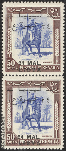 Postage stamps of the Cyrenaica. Stamp printed in the Cyrenaica. Stamp printed by Cyrenaica.