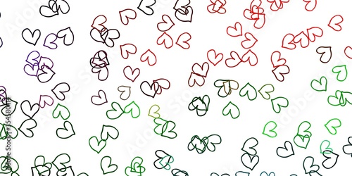 Light Multicolor vector background with hearts.