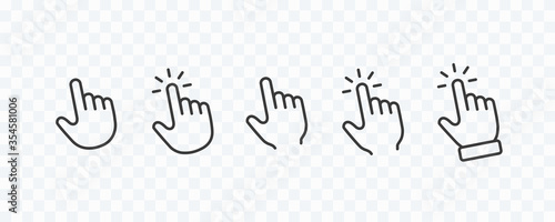 Click cursor set icon isolated on transparent background. Vector hand pointer symbol collection