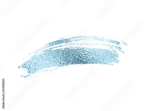 Blue foil brush stroke. Golden scribble, glitter texture isolated on white background. Vector shiny metallic brushstroke element design