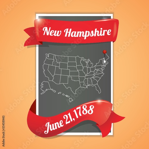 New hampshire state map poster