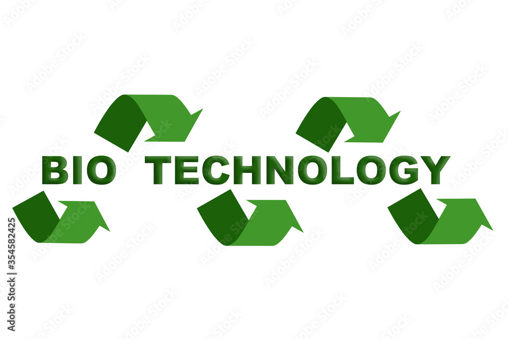Biotechnology. The text in green letters on a white background framed by green storms. Biotechnology. The text in green letters on a white background framed by green storms.