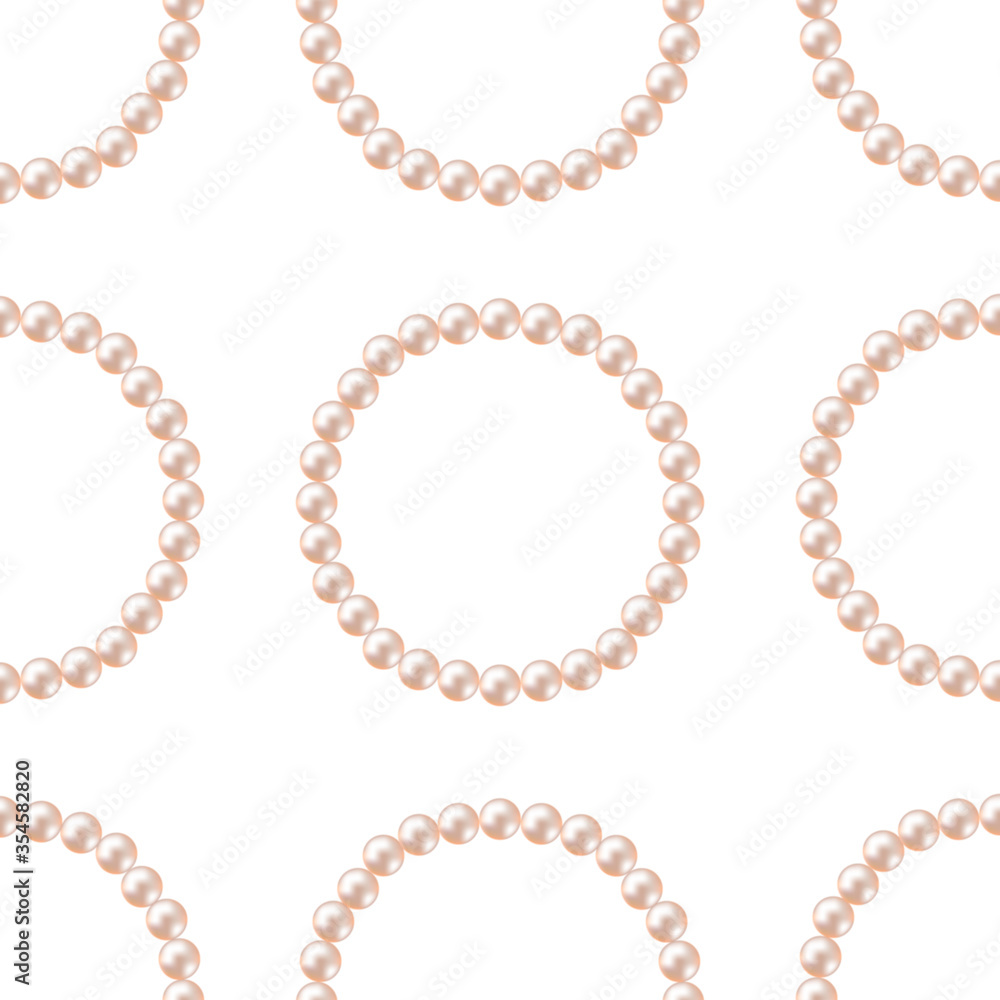Pearl necklaces pattern, white background, vector illustration. Pearl necklaces pattern, white background, vector illustration.