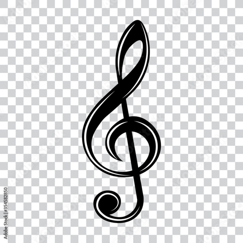 Music note, treble clef, key, vector illustration.