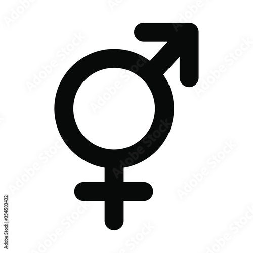 Black and white illustration of a combined male and female gender symbol, representing transgender identity.